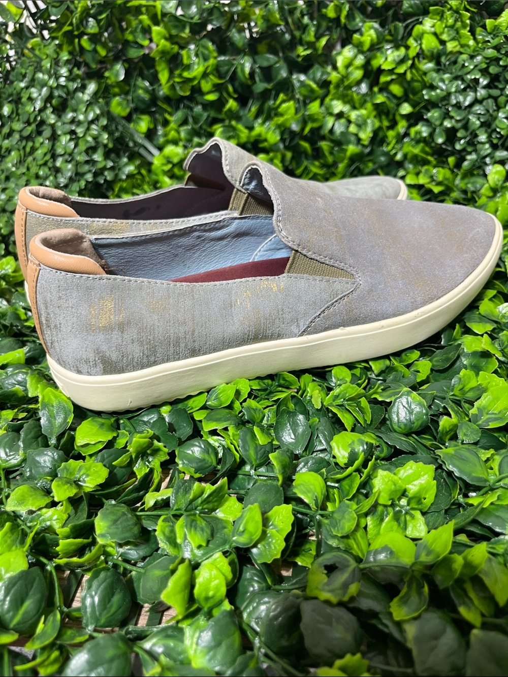 Mark Nason Olive Gray Suede Slip-On Loafers
